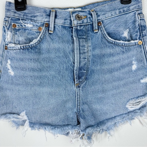 Agolde Women's Distressed Denim‎ Shorts Size 26 - Picture 3 of 9